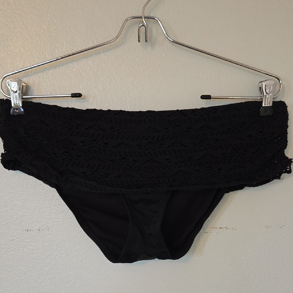 Gianni Bini | Black Crochet Waist Bikini Bottom Size Large